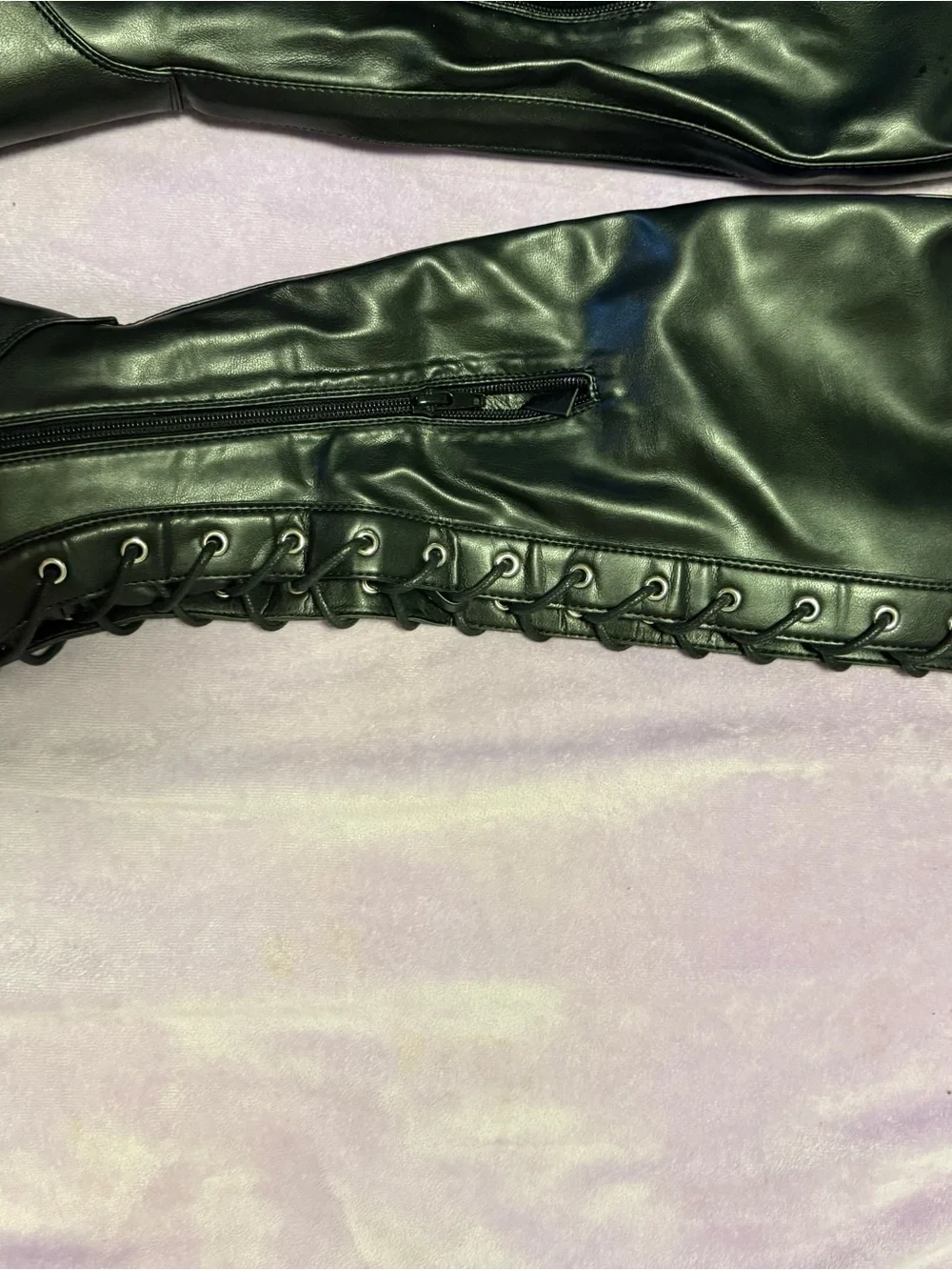 Sexy Black Thigh-High Lace-Up Combat Boots With Pockets Size 8 NWOT